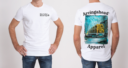 mens white logger tee shirt 