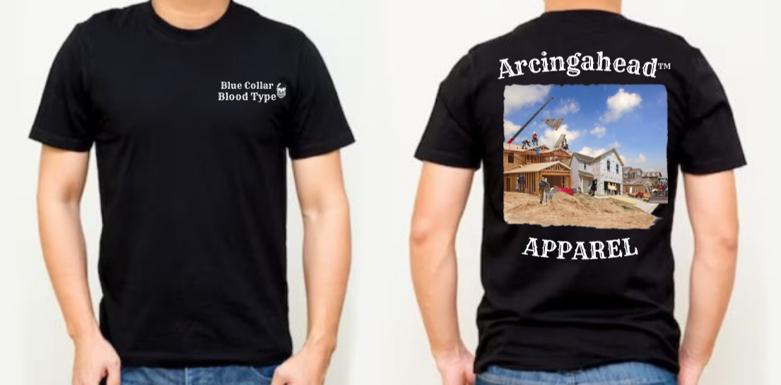 home construction mens black tee shirt 