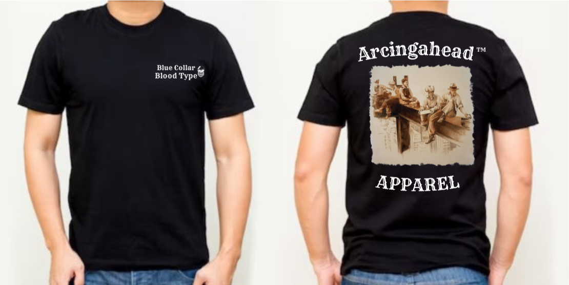 mens iron worker black tee shirt 
