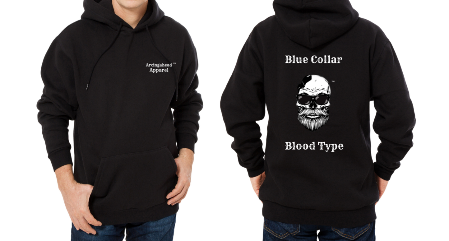 Blue Collar Blood Type Black Unisex Hoodie