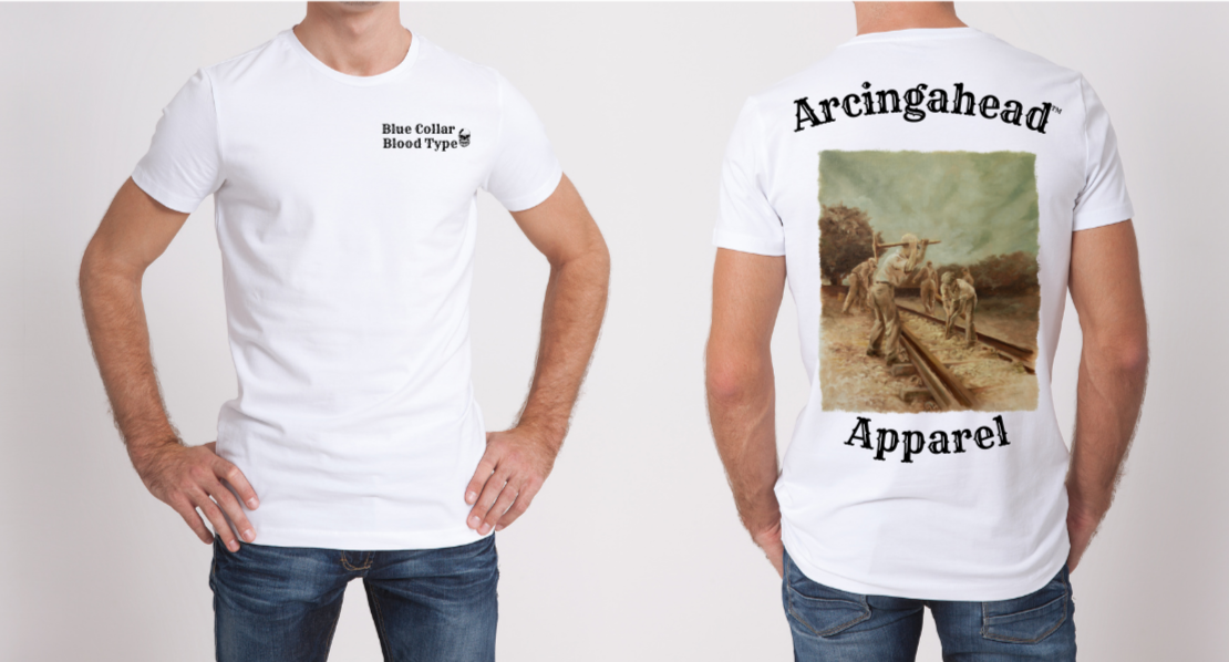 rail road worker white mens tee shirt 