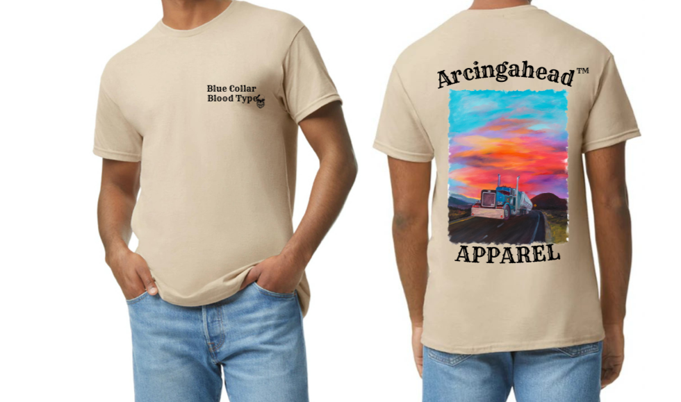truck driver mens sand tee shirt 