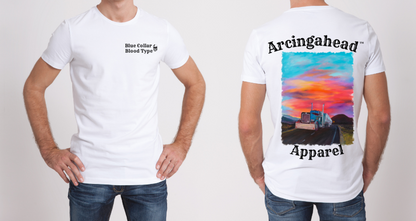 truck driver mens white tee shirt 