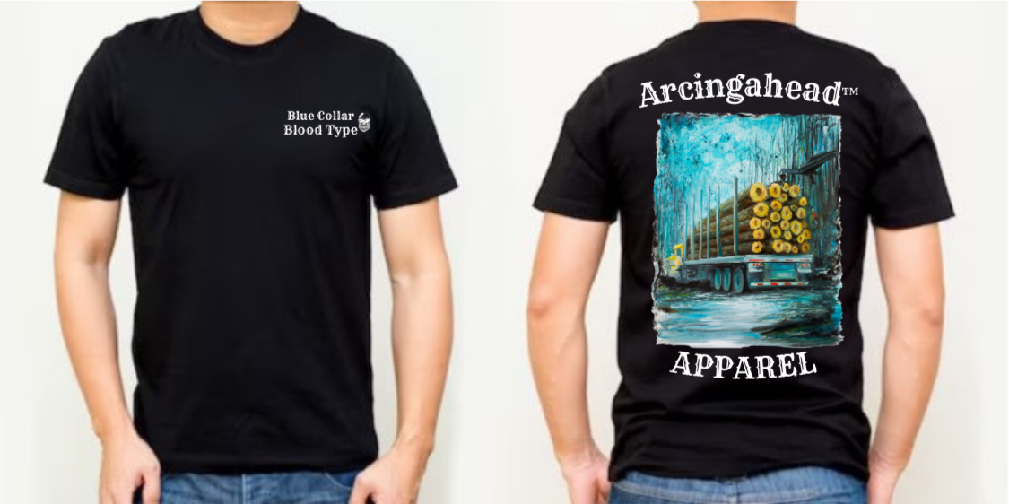 mens black logger tee shirt 