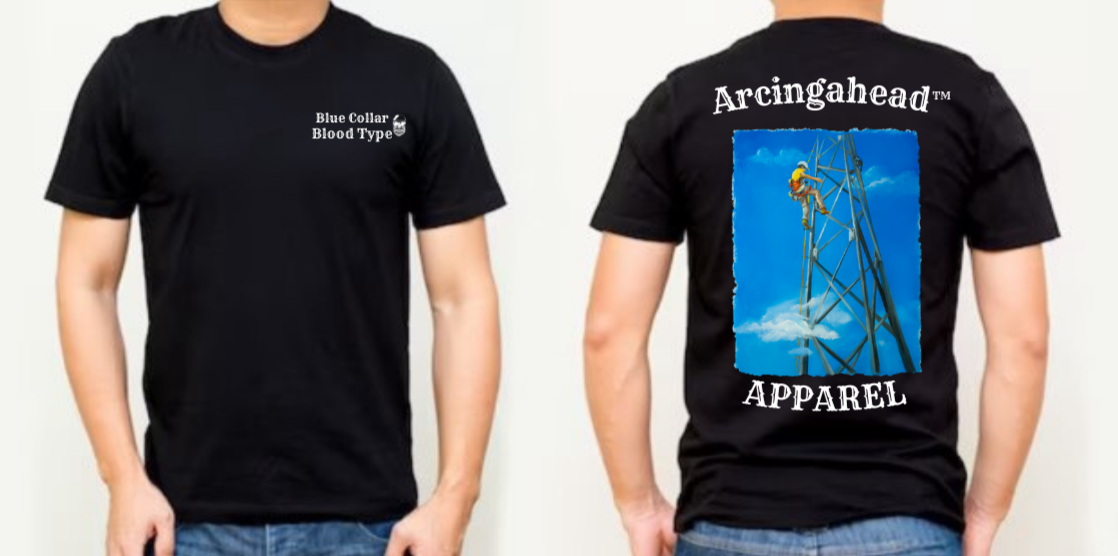 tower technician mens black tee shirt 