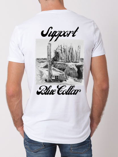 Drilling and Blasting T-shirt (cursive)