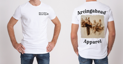 mens iron worker white tee shirt 