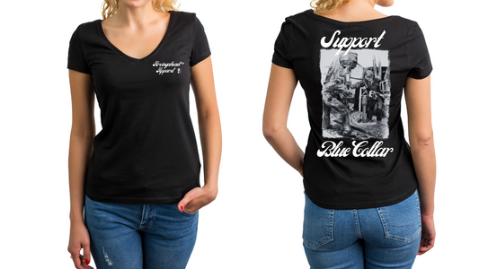 Onshore Oil Rig "babe" (woman) T-shirt (cursive)