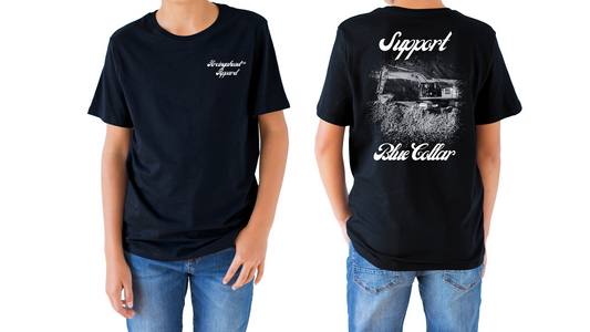 Kid's unisex trackhoe T-shirt (cursive)
