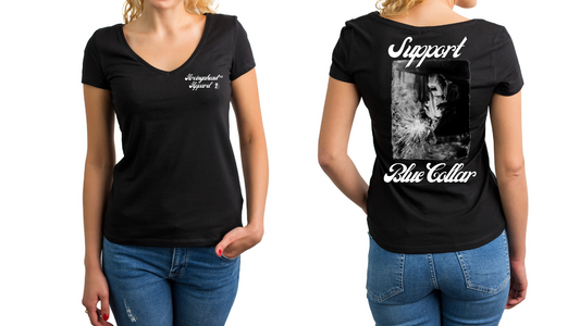 Welder "babe" (woman with braid) T-shirt (cursive)