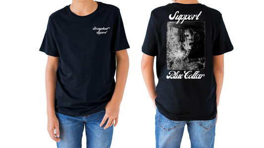 Kid's unisex welder (woman) T-shirt (cursive)